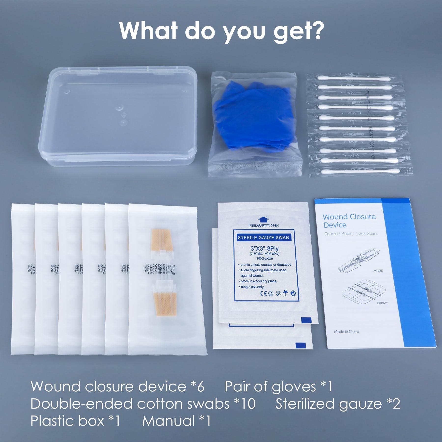 SEABIRD Zip Stitch Wound Closure Kit, Butterfly Bandages,Quick Clot for Easy Use, Surgical Quality,Emergency Laceration Closures Strips, Suture-Free Surgical Repairment, First Aid Wound Care (Yellow, 6)