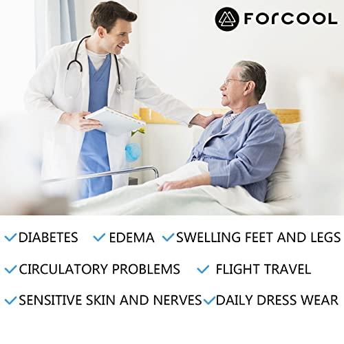 Forcool Forcool Diabetic Socks Wide, Men's Women's Loose Fit Non Binding Top Cushioned Edema Socks for Better Circulation Crew Dress Cotton Socks with Seamless Toe, 6 Pairs Beige Large