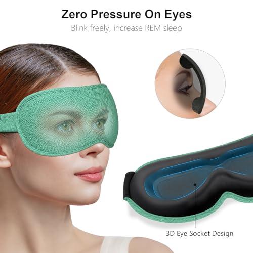 Gritin Gritin 100% Blackout Sleep Eye Mask for Women Men,Zero Eye Pressure Sleeping Mask-Ergonomic Design 3D Cutout Eye Movement and Eyelash Friendly Night Blindfold,Ultra Soft&Comfortable for Sleeping-Cyan