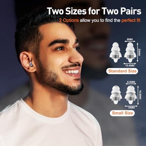 Reure Reure High Fidelity Concert Ear Plugs, Noise Cancelling Silicone Ear Plugs 2 Pairs Great for Concerts Loud Music, Musicians, Motorcycles, Airplanes, Raves, Hearing Protection -20 dB