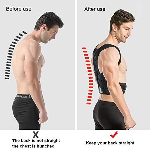 SJHY Posture Corrector Back Support Brace Adjustable Back Support for Men Women Back Brace Provide Pain Relief for Neck Back Shoulders Posture Brace Back Posture (Color : Black, Size : Large)