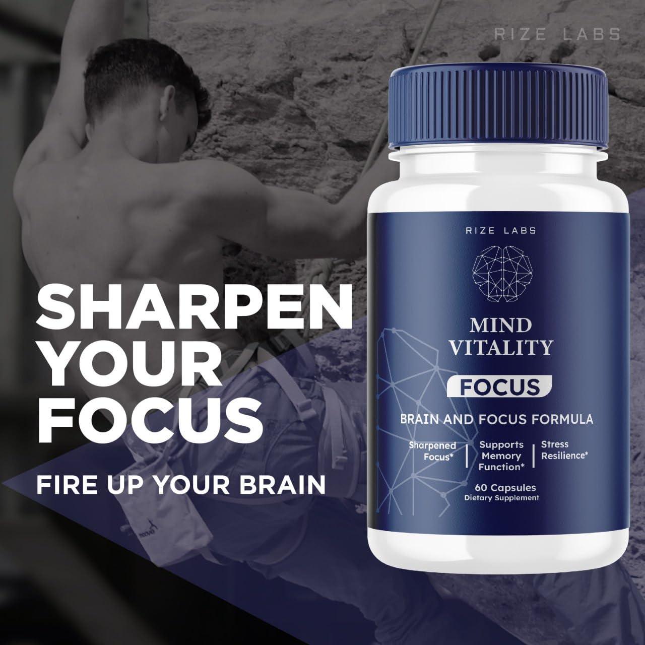 rize labs (2 Pack) Mind Vitality Focus Brain Supplement, Official Mind Vitality to Boost Focus and Concentration & Avoid Mid-Afternoon Fatigue, Mind Vitality Advanced Formula Reviews (120 Capsules)
