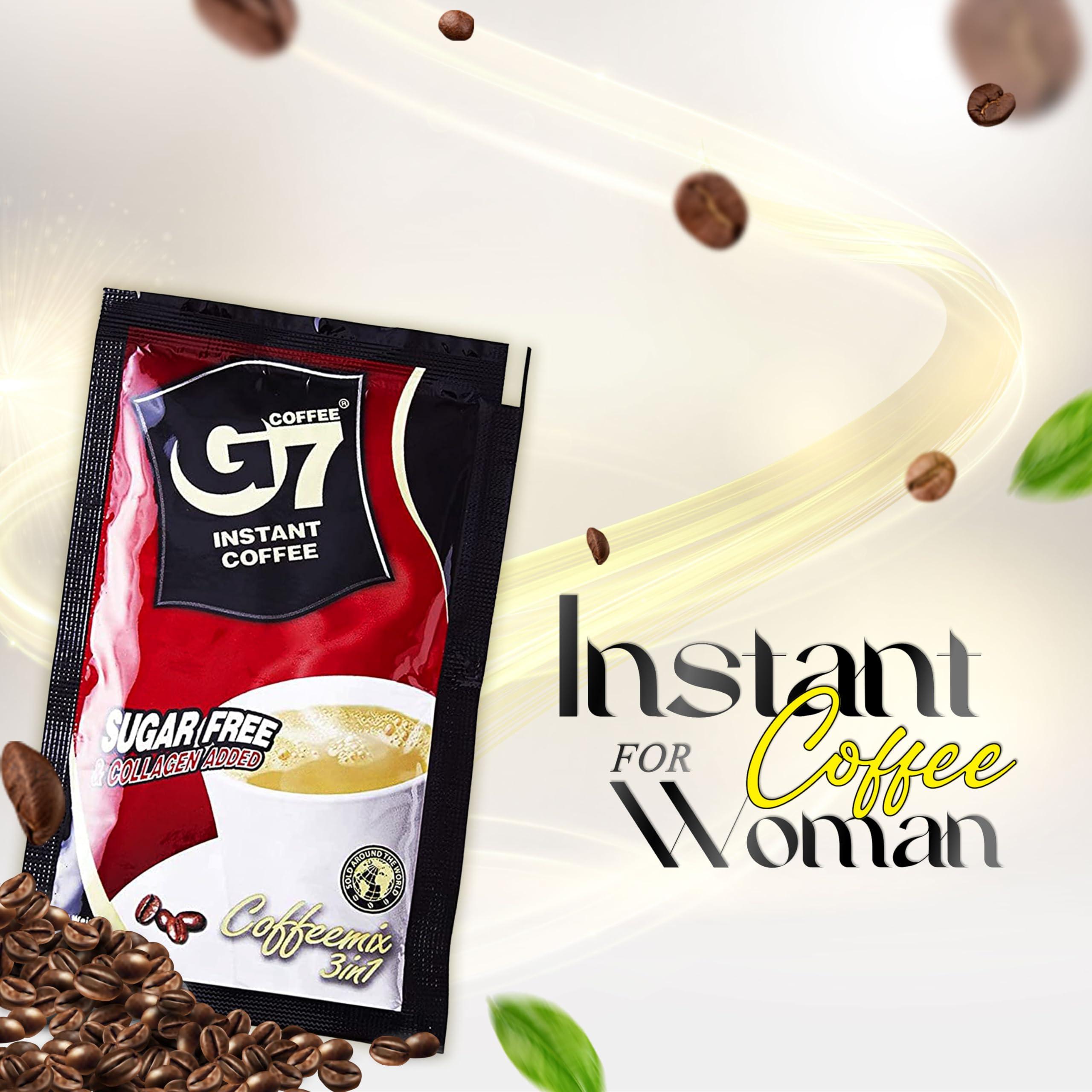 TRUNG NGUYÊN LEGEND TRUNG NGUYEN G7 3-IN-1 COLLAGEN ADDED & SUGAR FREE Instant Coffee for Energy Boost - Collagen Added, Low Caffein & Diet Sugar - Strong and Pure Vietnamese Instant Coffee (22 Sachets/Bag)