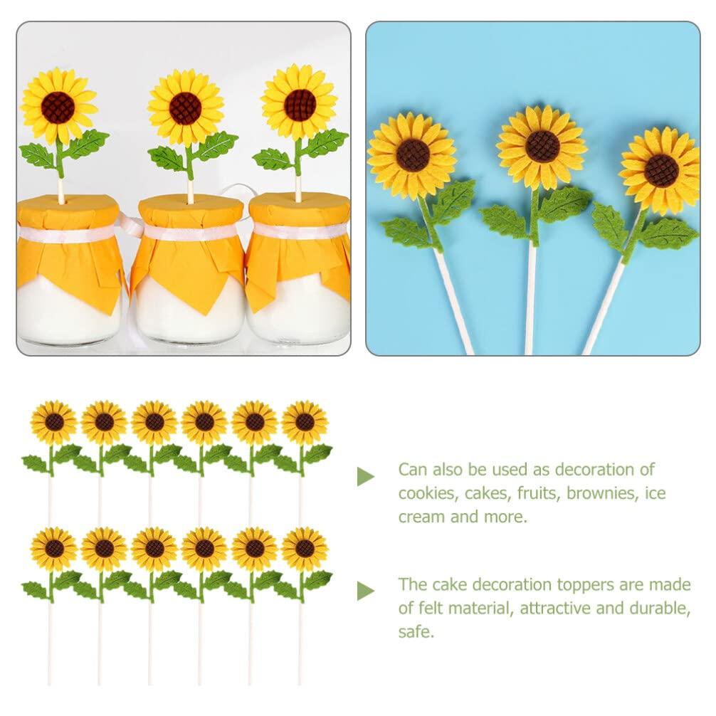 EXCEART EXCEART 12pcs Cute Sunflower Cupcake Toppers Summer Party Fruit Picks Luau Cocktail Pick Hawaiian Toothpicks Cake Decorations for Birthday Baby Shower Supplies