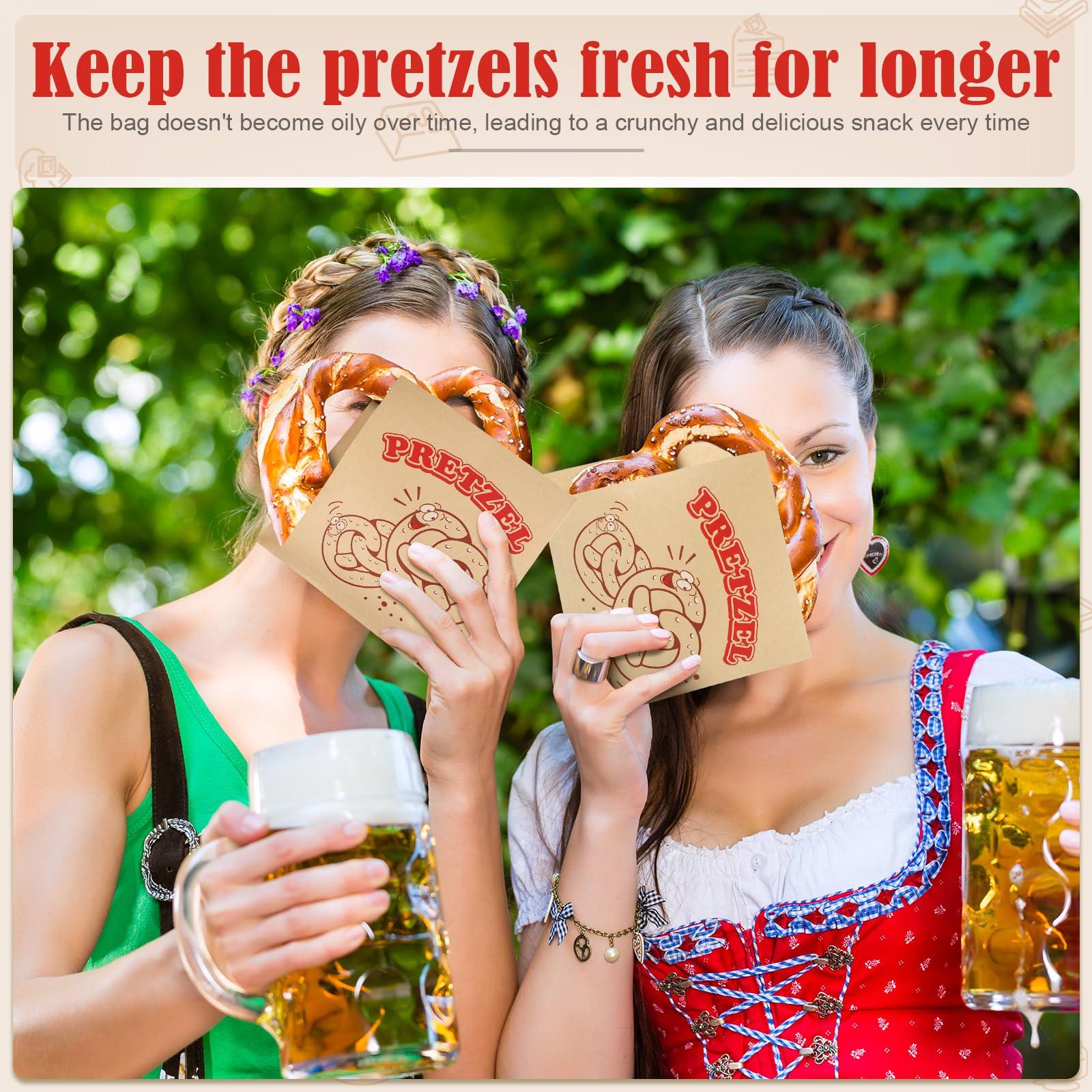 Colarr Colarr 400 Pcs Soft Pretzel Bags 6.69 x 7.09 Inch Paper Sandwich Wrappers Grease Resistant Double Open Bags Food Snack Cookie Chocolate Holder for Stands Wedding Birthday Christmas (Patterned Style)