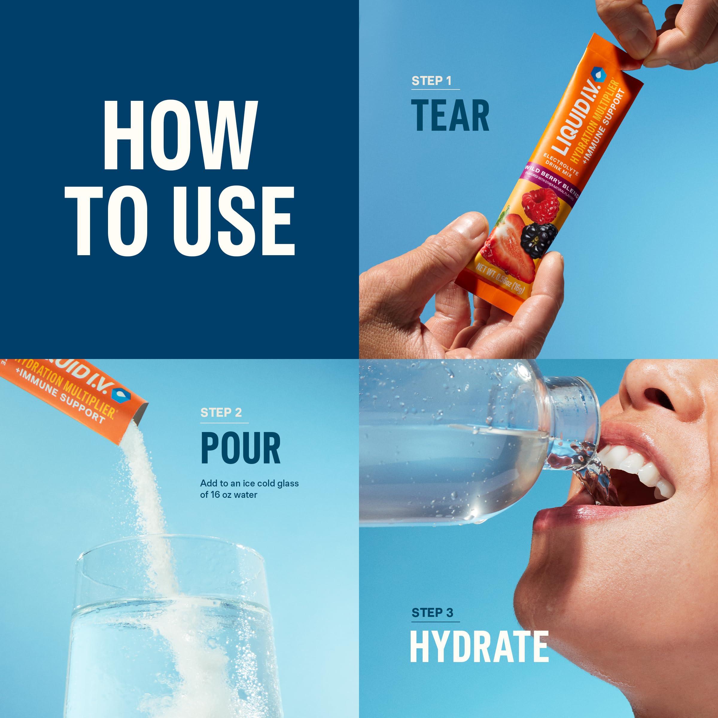 Liquid I.V. Liquid I.V. Hydration Multiplier +Immune Support - Tangerine | Electrolyte Powder Drink Mix | 1 Pack (14 Servings)