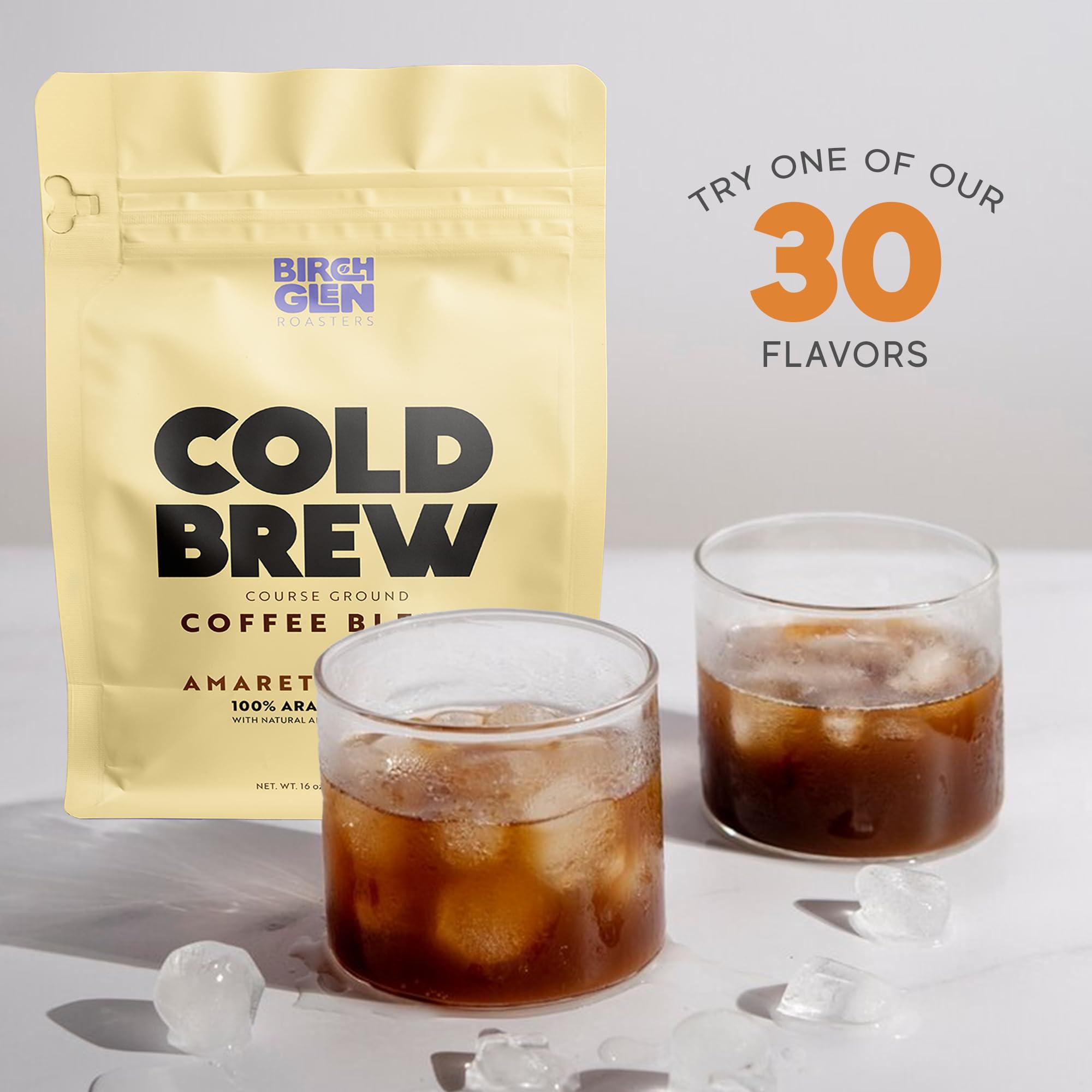 kitchentoolz Birch Glen Roasters Cold Brew Coffee | Flavored Coarse Ground Coffee | Medium Roast | Artisanal Roasting | 100% Arabica |1 LB Bag | French Toast