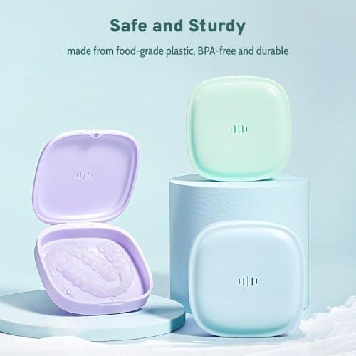 Maobuli Transparent Slim Retainer Case, Stylish Small Aligner Case, Thin Night Guard Case with Vent Holes, Portable Retainer Holder Compatible with Invisalign(Dark Grey)