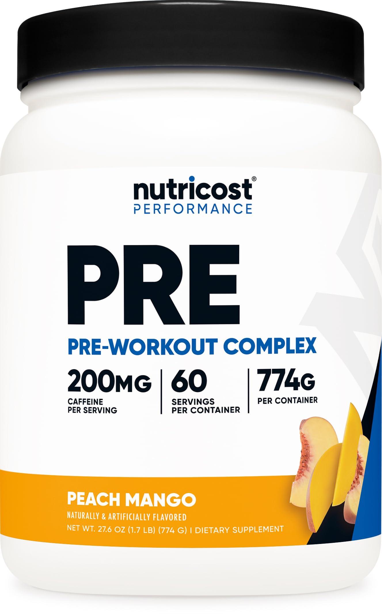 Nutricost Nutricost Pre-Workout Complex Powder (60 Servings, Peach Mango) - Pre-Workout Supplement with Beta-Alanine, Taurine & Amino Acids