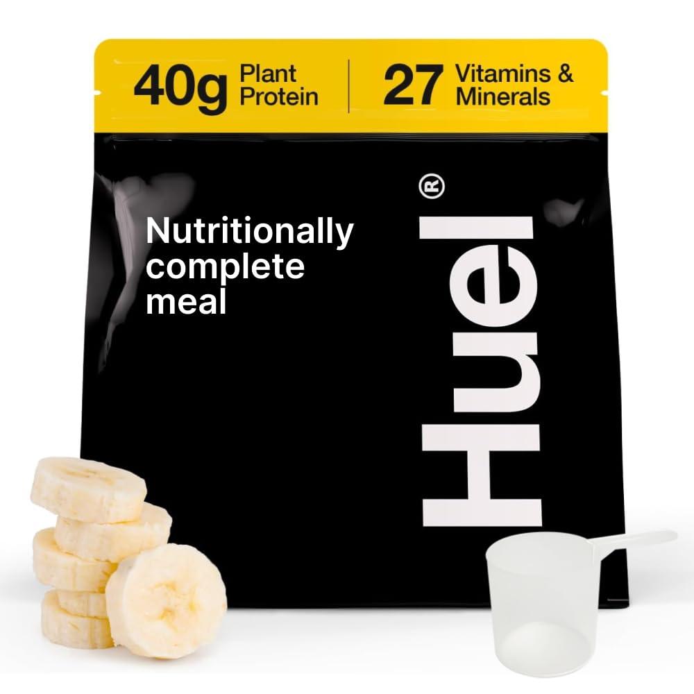 Huel Huel Black Edition | Banana 40g Vegan Protein Powder | Nutritionally Complete Meal | 27 Vitamins and Minerals, Gluten Free | 17 Servings | Scoop not included to reduce plastic