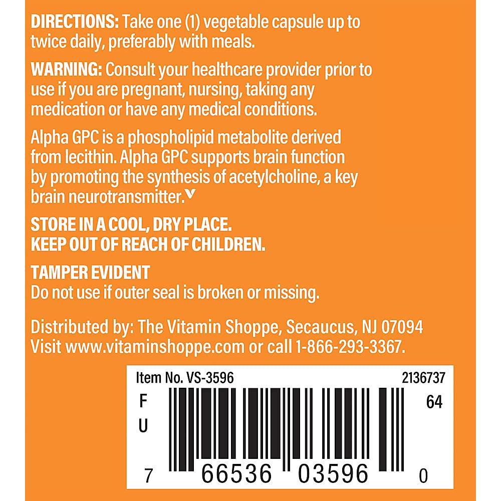 The Vitamin Shoppe The Vitamin Shoppe Alpha GPC (Alpha-Glyceryl-Phosphoryl-Choline) 300MG - Supports Brain Function & Cognitive Health (60 Veggie Capsules)