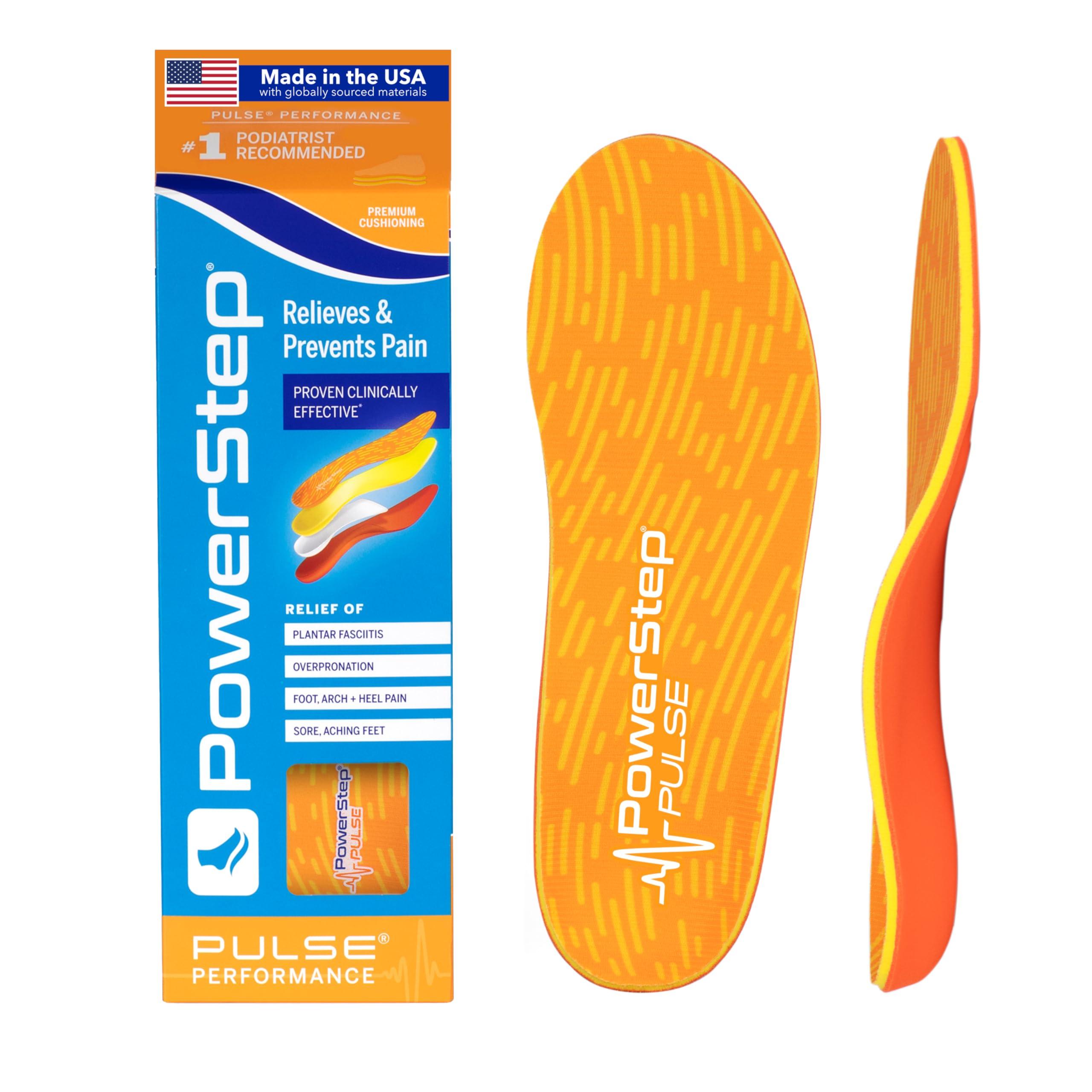 Powerstep PowerStep Insoles, Pulse Performance, Running Shoe Pain Relief Insert, Athletic Arch Support Orthotic for Women and Men (M 6-6.5, F 8-8.5)