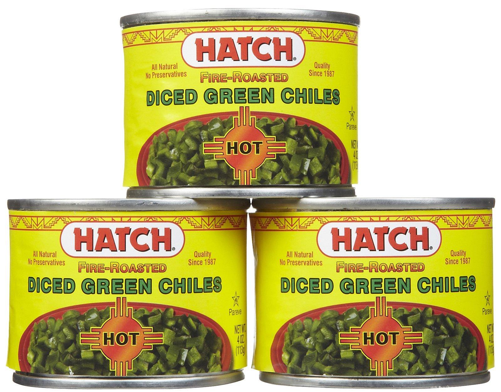 HATCH Hatch Diced Hot Green Chilies, 4 oz, 3 pk