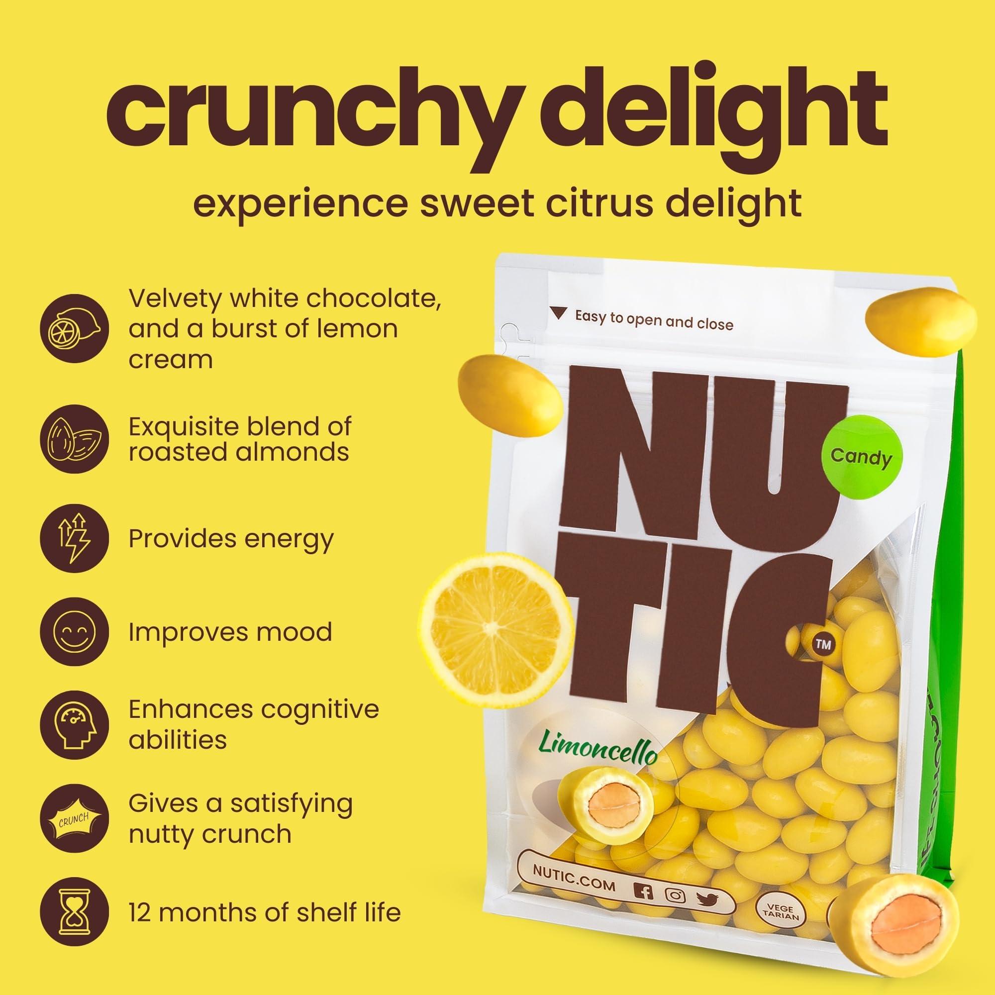 Nutic Nutic Lemoncello Chocolate Covered Almonds - 5 Lb. Roasted Almond in White Chocolate & Lemon Creme Candy. Citrus Bliss Flavors for Perfect Snacks & Gifts, Made in USA - (Pack of 1)