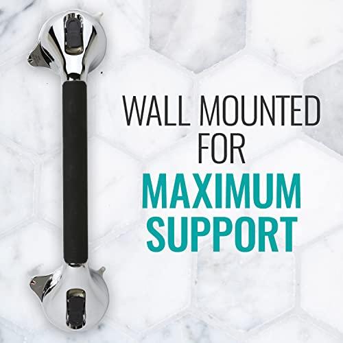 HealthSmart DMI Suction Cub Grab Bars for Bathroom, Shower Grab Bar, Shower Handles for Elderly, Grab Bars for Bathtubs and Showers, Suction Grab Bar for Shower, Tub Grab Bar, Chrome 16 Inch