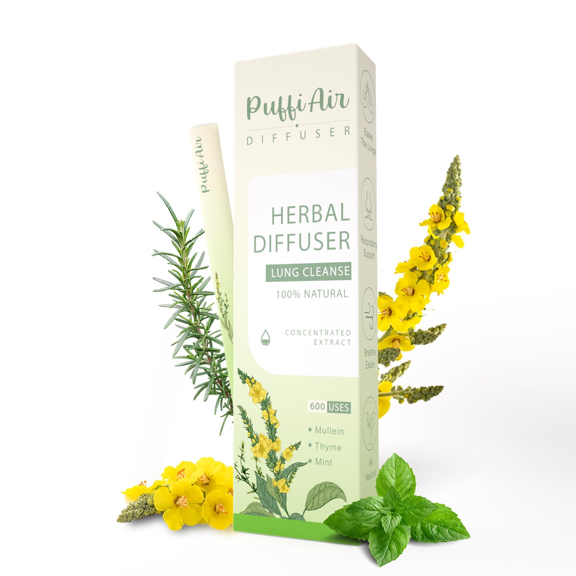 PUFFIAIR PuffiAir Herbal Diffuser Upgraded with Extracts of Mullein, Thyme and Mint for Cleansing Lungs, Improving Breathing and Oral Air Freshening