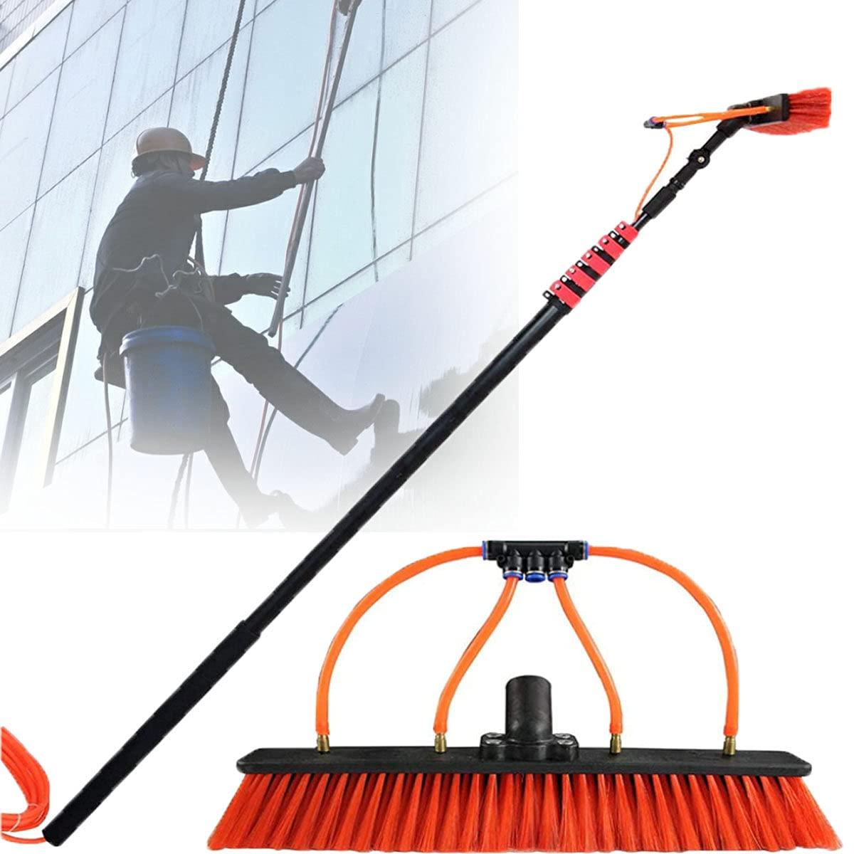 wzfdm Water Fed Pole Kit, Telescopic Solar Panels Cleaning Pole Window Cleaning Equipment, Adjustable Height and 30Cm Cleaning Brush,24FT/7.2m