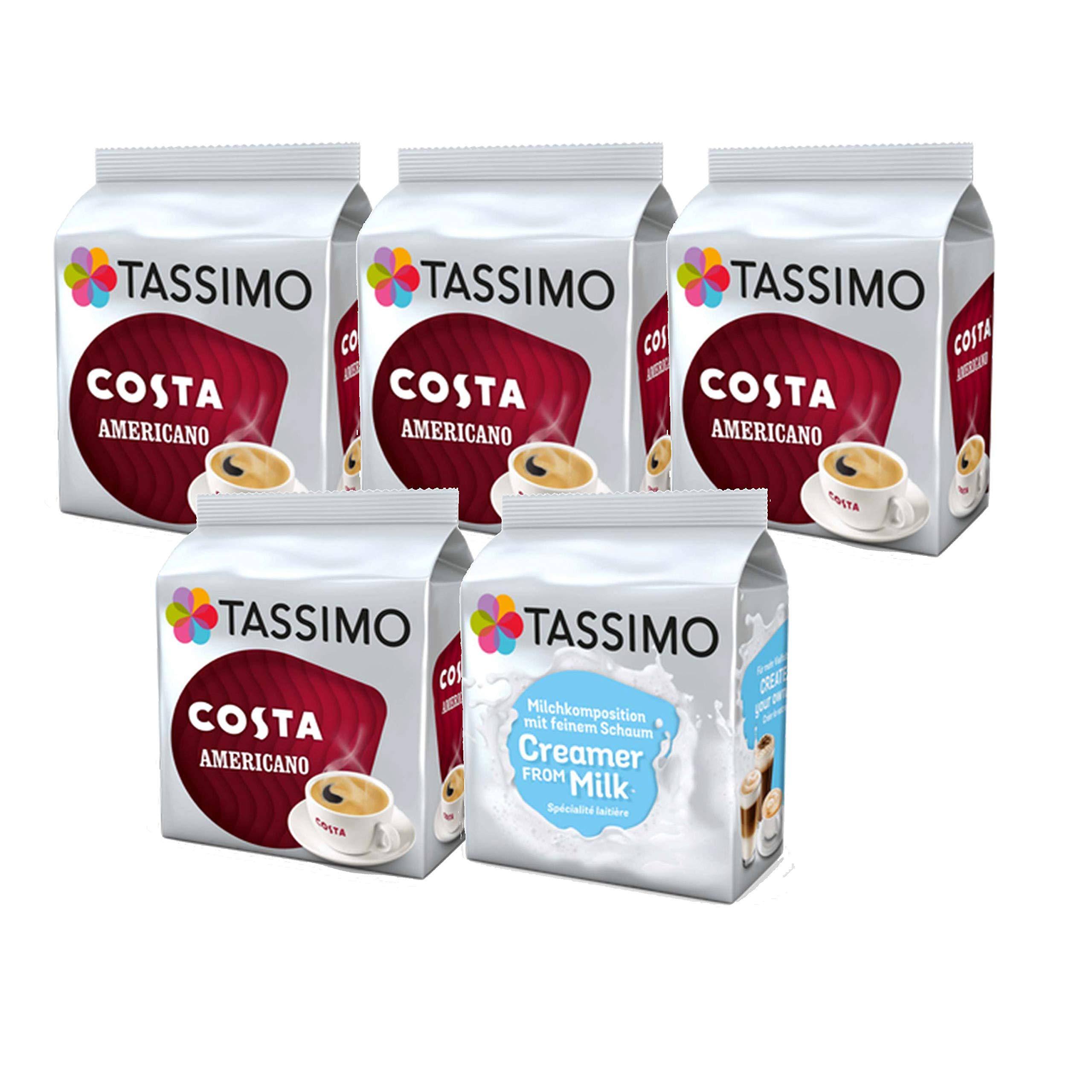 Tassimo Tassimo Costa Coffee Bundle - Costa Americano/Milk Creamer - 5 Packs (64 Drinks)