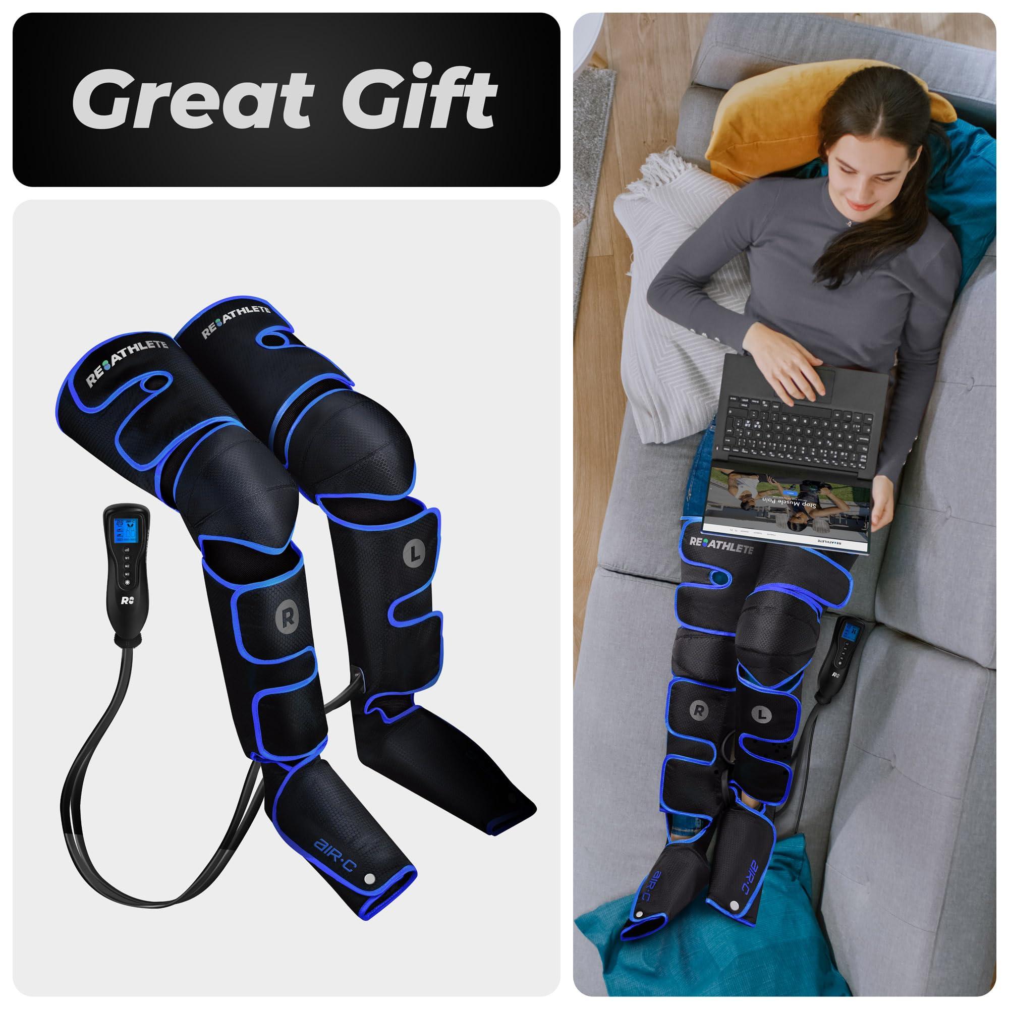 REATHLETE REATHLETE Leg Massager - Full Leg Massager for Circulation and Pain Relief, 4 Modes of Massage | Thigh, Calf, Foot Massager | Air Compression Leg Massager