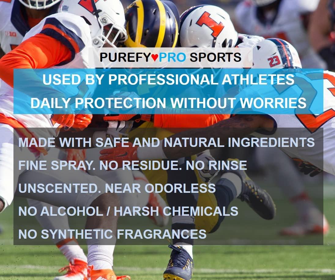 PUREFY Purefypro Sports Equipment Disinfectant Spray (16oz, 2pk) Kills 99.9999% MRSA, HIV, Athlete Foot Fungus, Virus, Fungi. No Residue. Great For Sports Pads, Yoga Mats, Shoes, Boxing Gloves, Gym Equipment