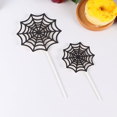 Hemoton Hemoton 12pcs Spider Web Cake Toppers,Paper Cupcake Toppers,Spider Web Cake Decorations,Spider Cake Topper Decoration,Halloween Spider Party Supplies or Wedding Festival Kids Birthday Spider Party
