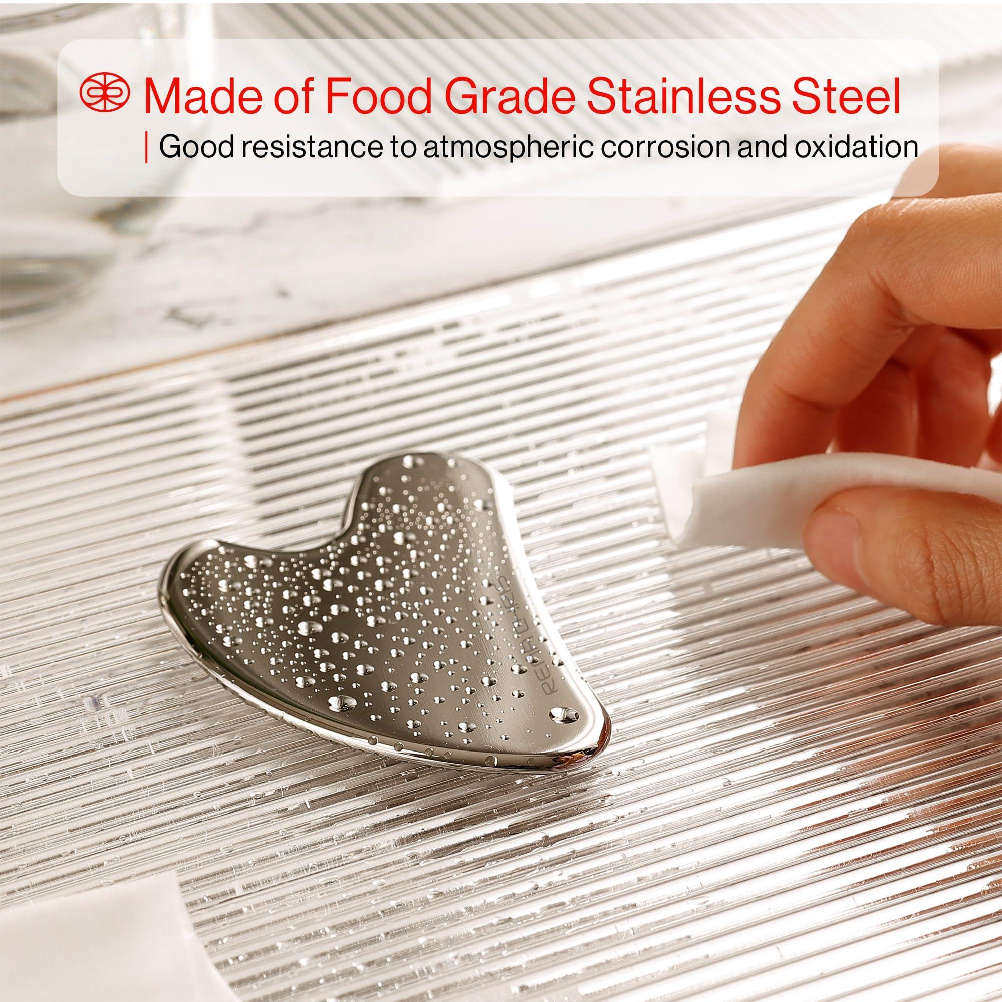 Rena Chris Rena Chris Gua Sha Facial Tools, Stainless Steel Guasha Tool for Acupuncture, Manual Massage Sticks for Jawline Sculpting and Puffiness Reducing, Gua Sha Facial Massage Tool, Skin-Care Gift