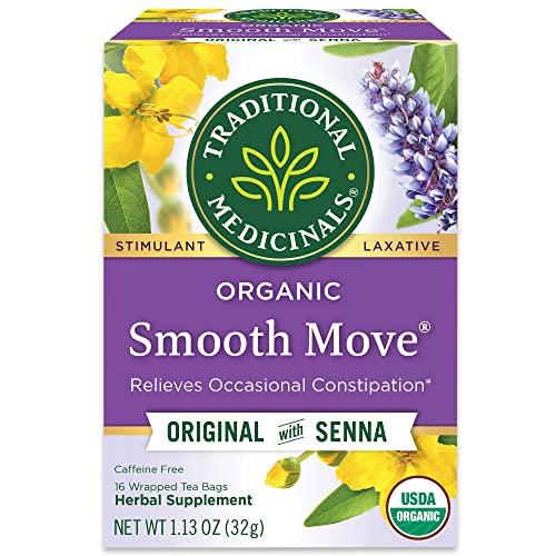 Traditional Medicinals Traditional Medicinals Organic Smooth Move with Senna Herbal Tea, Relieves Occasional Constipation, (Pack of 3) - 48 Tea Bags Total