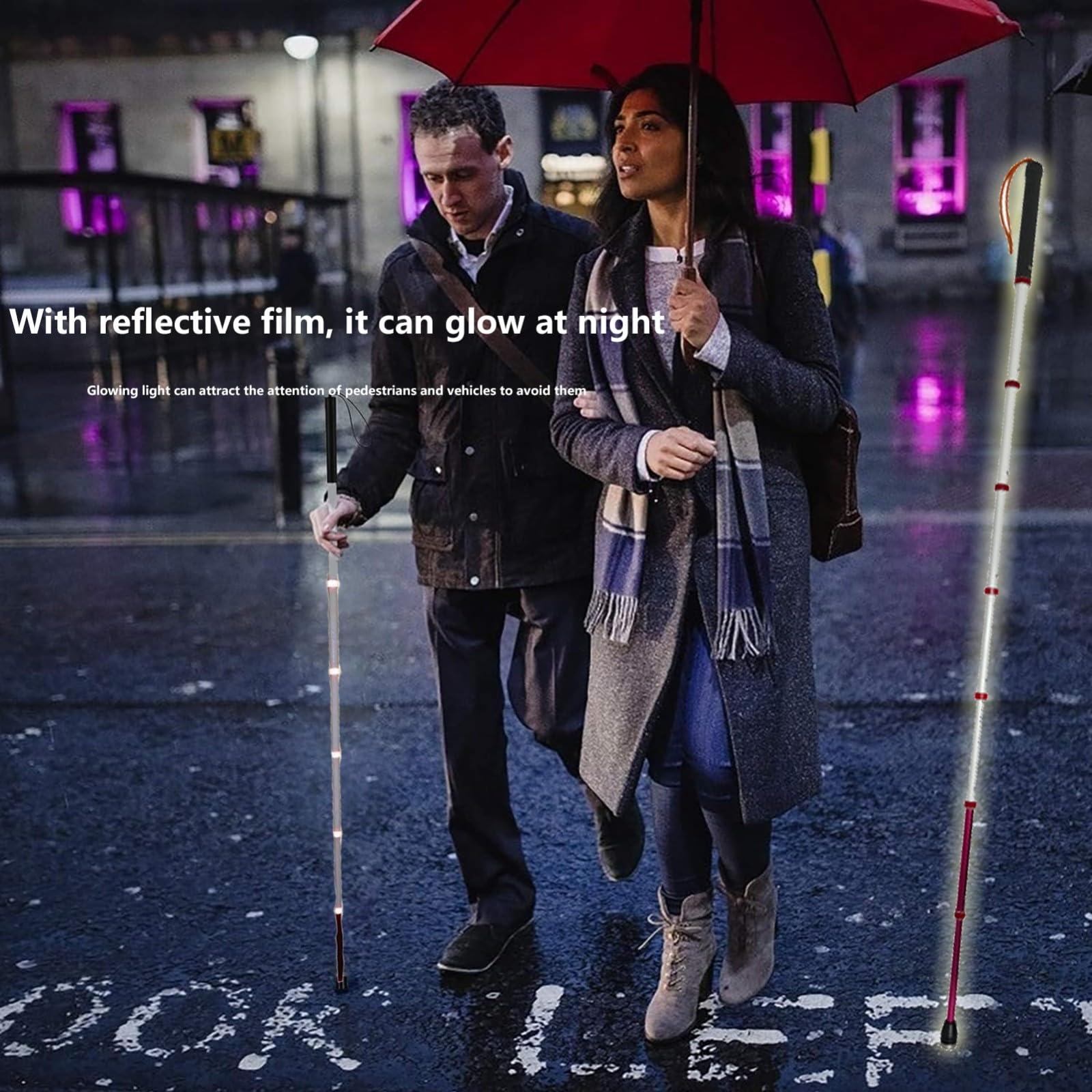 JDKMNE Walking Cane for The Visually Impaired and Blind, 8 Sections Blind Cane with Reflective(Figure 2), Titanium Alloy Telescopic Blind Walking Stick (139.5cm/55in)