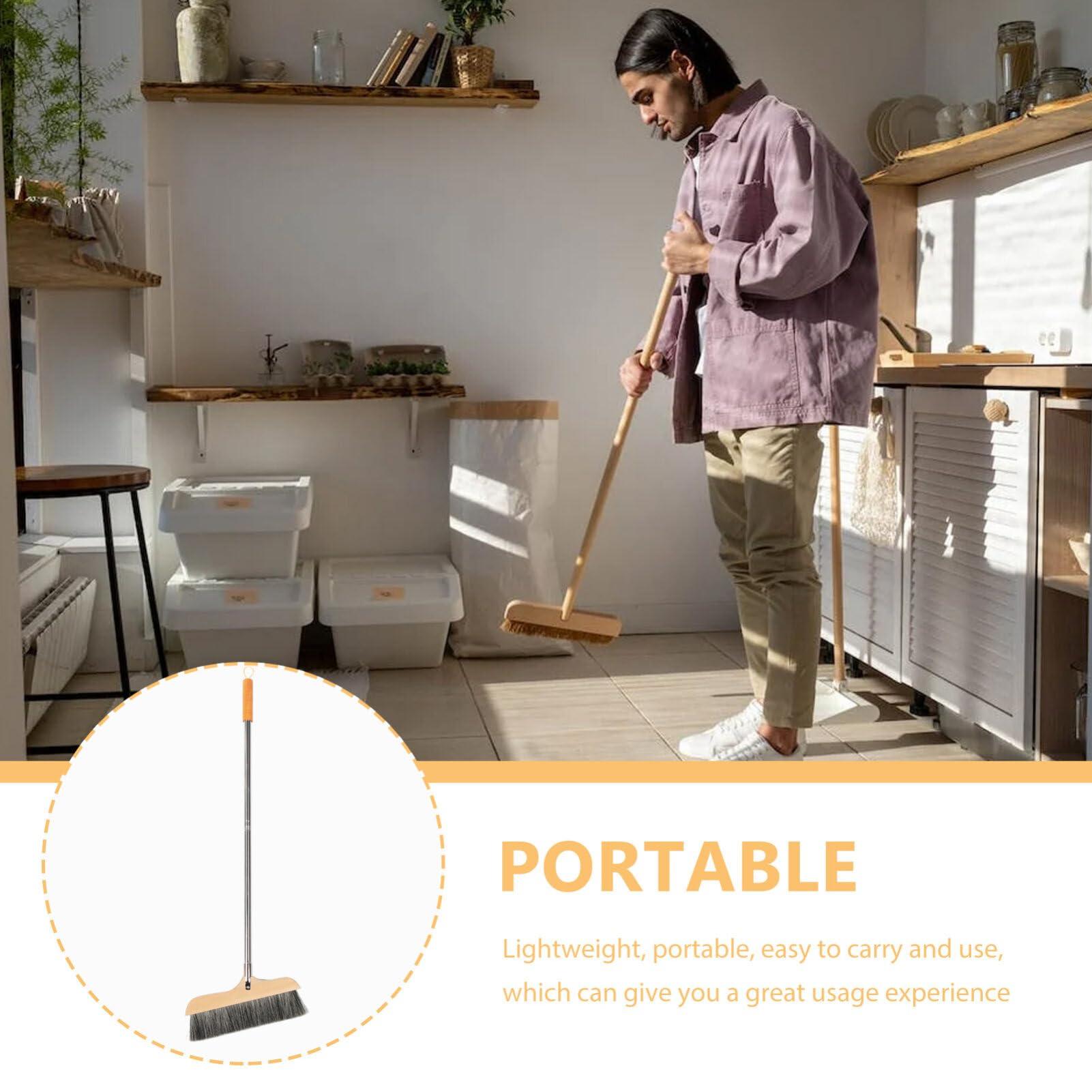 Angoily Bristle Broom Wooden Broom Wood Broom Indoor Broom Wooden House Broom Household Broom Hardwood Floor Broom Outdoor Broom Kitchen Broom Hair Broom Wood Sweeper Broom for Sweeping