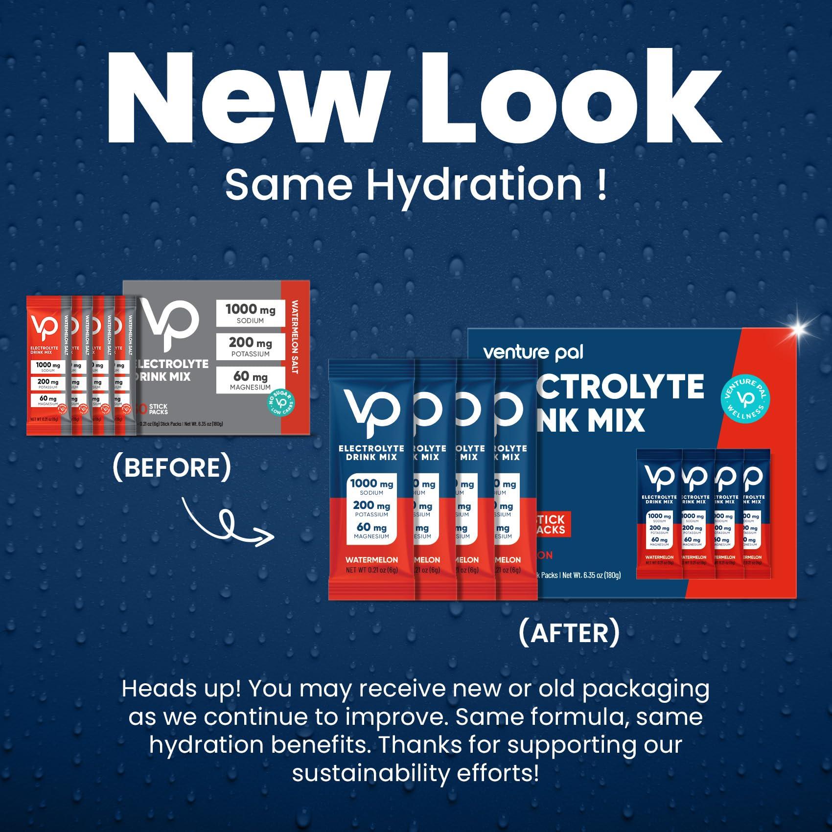 Venture Pal Venture Pal High Sodium Sugar Free Electrolytes Powder Packet - Hydration Packets with Sodium, Potassium & Magneisum | Zero Calories | Vegan | Keto & Paleo Friendly Electrolyte Drink Mix | 30 Stick