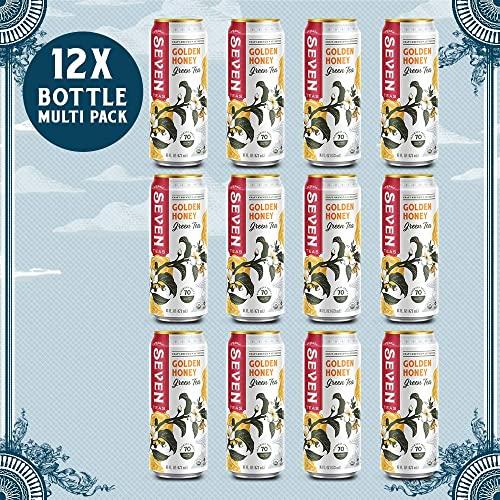 SevenTeas SevenTeas Golden Honey Green Tea, 16 OZ (Pack of 12 Cans), Lightly Sweetened Organic Iced Tea