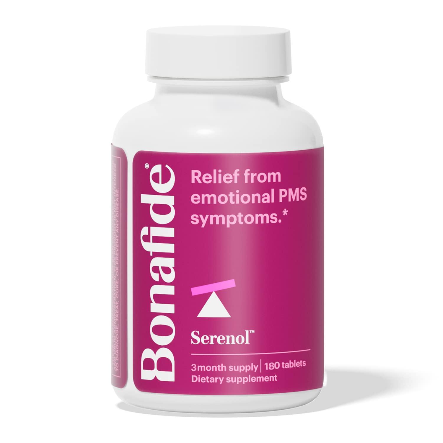 Bonafide Bonafide Serenol Relief from Hormonal Mood Swings, Irritability, & PMS Bloating. 3-Month Supply (180 Tablets)