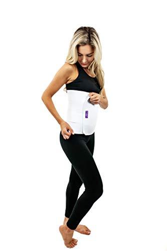 ContourMD Abdominal Binder Post Surgery Compression Wrap - Torso Liposuction, Mommy Makeover, and Tummy Tuck Compression Garment - White 12in Postpartum Belt and C-Section Recovery Belly Band (S13-12) Large