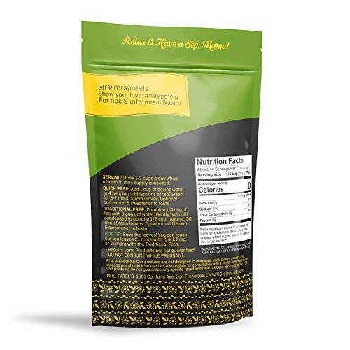 Mrs. Patel's Mrs. Patel's Lactation Tea, Herbal Blend, Mild & Soothing, For Breastfeeding and Pumping Moms, Drink Iced or Hot, Loose Leaf, Caffeine Free, Gluten Free, Dairy Free, Fenugreek Free (1 Pouch)