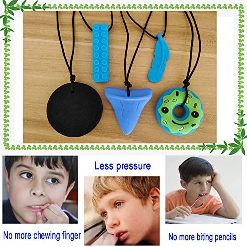 GNAWRISHING Chew Necklace by GNAWRISHING, 5 Pieces Sensory Chew Necklaces for Kids with Autism, ADHD, SPD, Chewing, Oral Motor