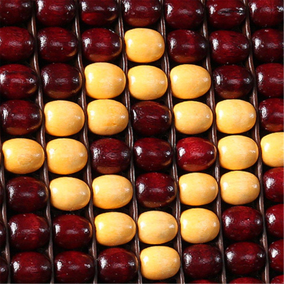 Cozylkx Cozylkx Wooden Beads Mesh Lumbar Back Support Massage Full Back Cushion Pad Breathable Cooling Car Front Seat Protector, Beige