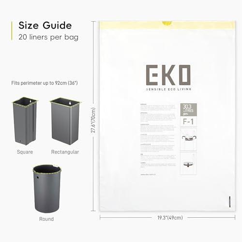 EKO EKO Size F-1 Bin Liners For Dual Compartment Kitchen Bins - 18-28 Litre Capacity - Extra Strong Bags with Drawstring Tie Handles - 20 Bags, White