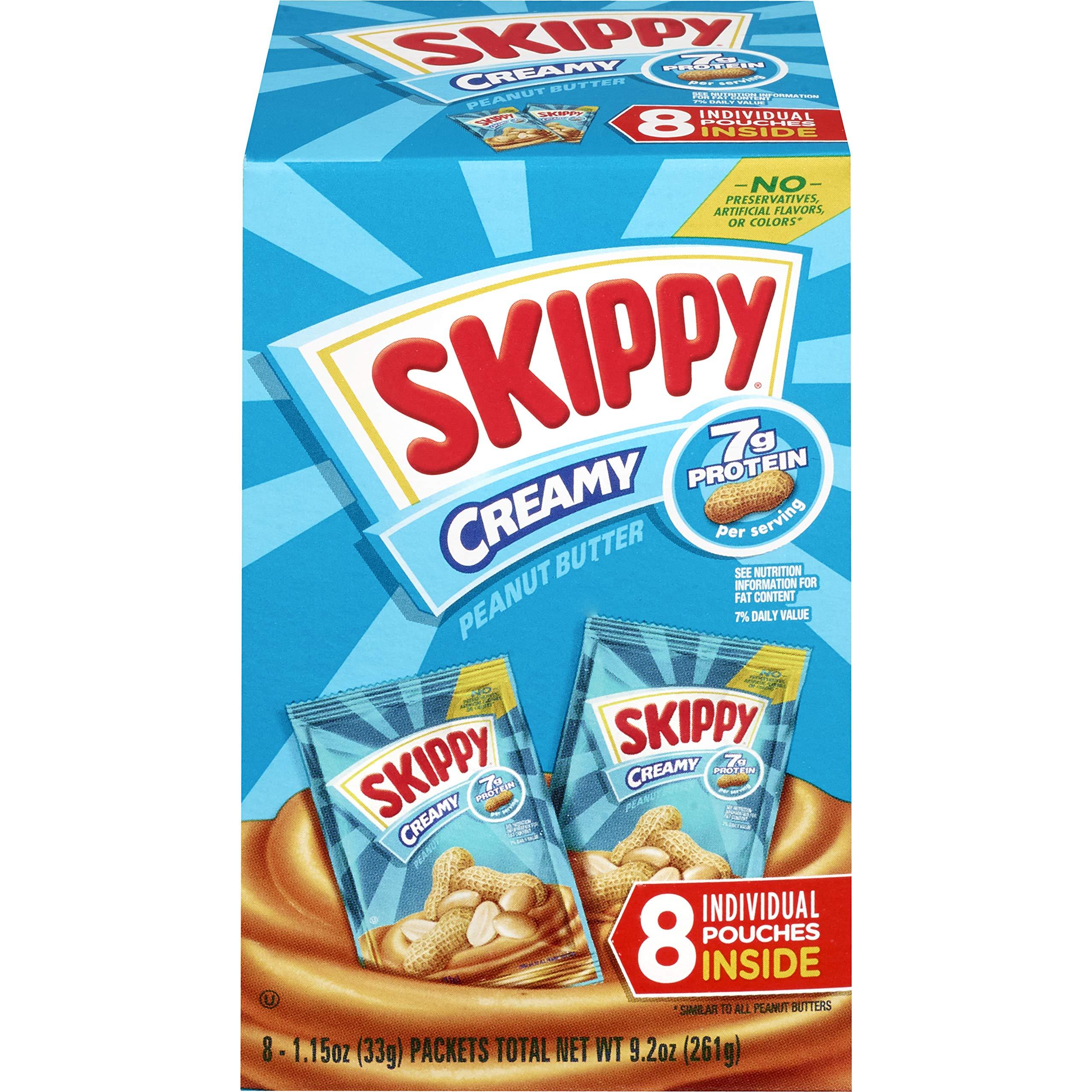 SKIPPY SKIPPY Creamy Peanut Butter Individual Squeeze Packs, 9.2 Ounce, (8 Pouches, Pack of 8)