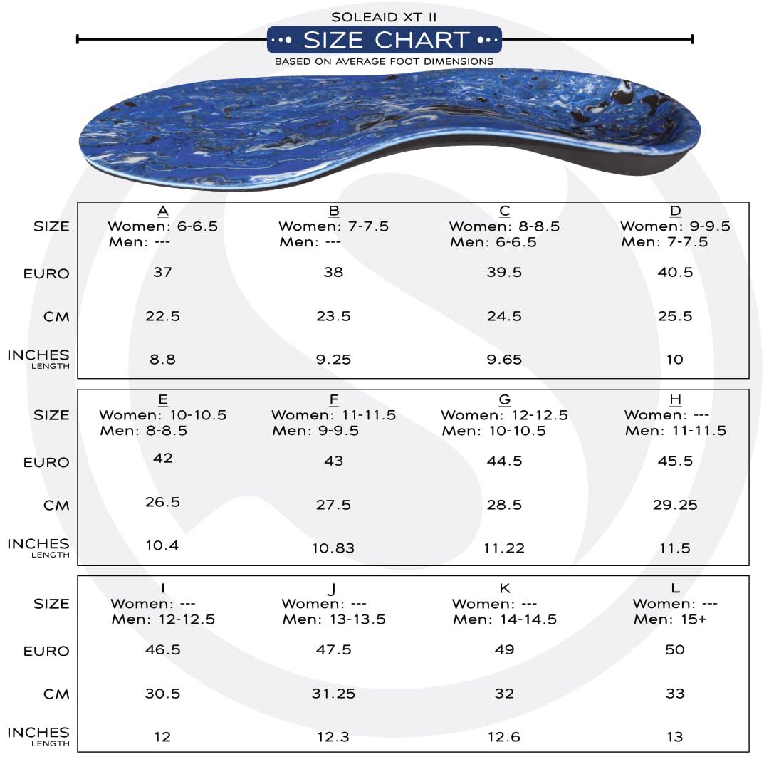 SoleAid SoleAid XT2 Performance Insoles - Light Weight, High Rebound, Shock Absorbing, Anti-Fatigue, Full Length Functional Foot Orthotics with Semi-Rigid Arch Support (Men\'s 12-12.5 / Women\'s -)
