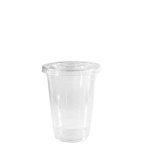 EcoQuality [50 COUNT] 10 oz Clear Plastic Disposable PET Cups with Lids | Crystal Clear PET Cup | Cold Smoothie | Iced Coffee Go Cups | Ideal for Coffee, Parfait, Juice, Soda, Cocktail, Party Cups (10oz)