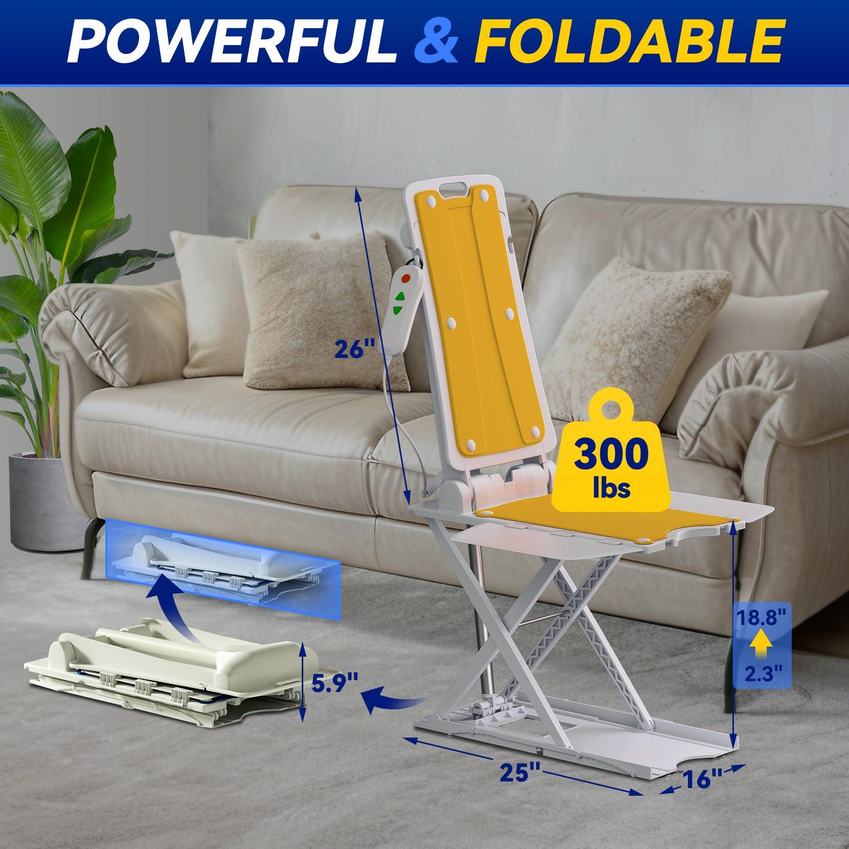 Oiameen Oiameen Electric Chair Lift, Up to 20inch Floor Lift for Elderly Falls with Remote Control, IP68 Waterproof Bath Tub Lift for Seniors, Up to 300lbs Lift Chair, for Home Floor Bathtub, 2nd Gen Version