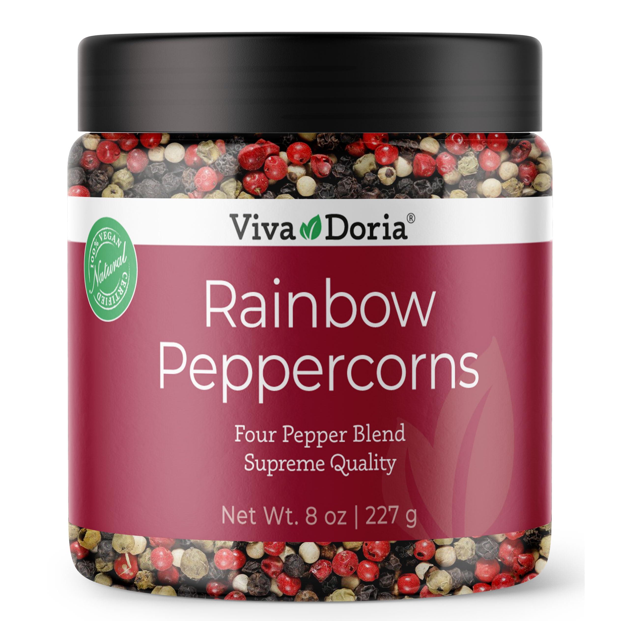 Viva Doria Viva Doria Rainbow Blend Peppercorn, Steam Sterilized Whole Black Pepper, Whole Green Pepper, Whole Pink Pepper, Whole White Pepper, 8 Oz, For Grinder Refills