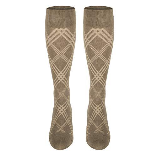 TOUCH Compression TOUCH Compression Socks for Women, 15-20 mmHg, Argyle, Cotton, 1 Pair, Tan, Large