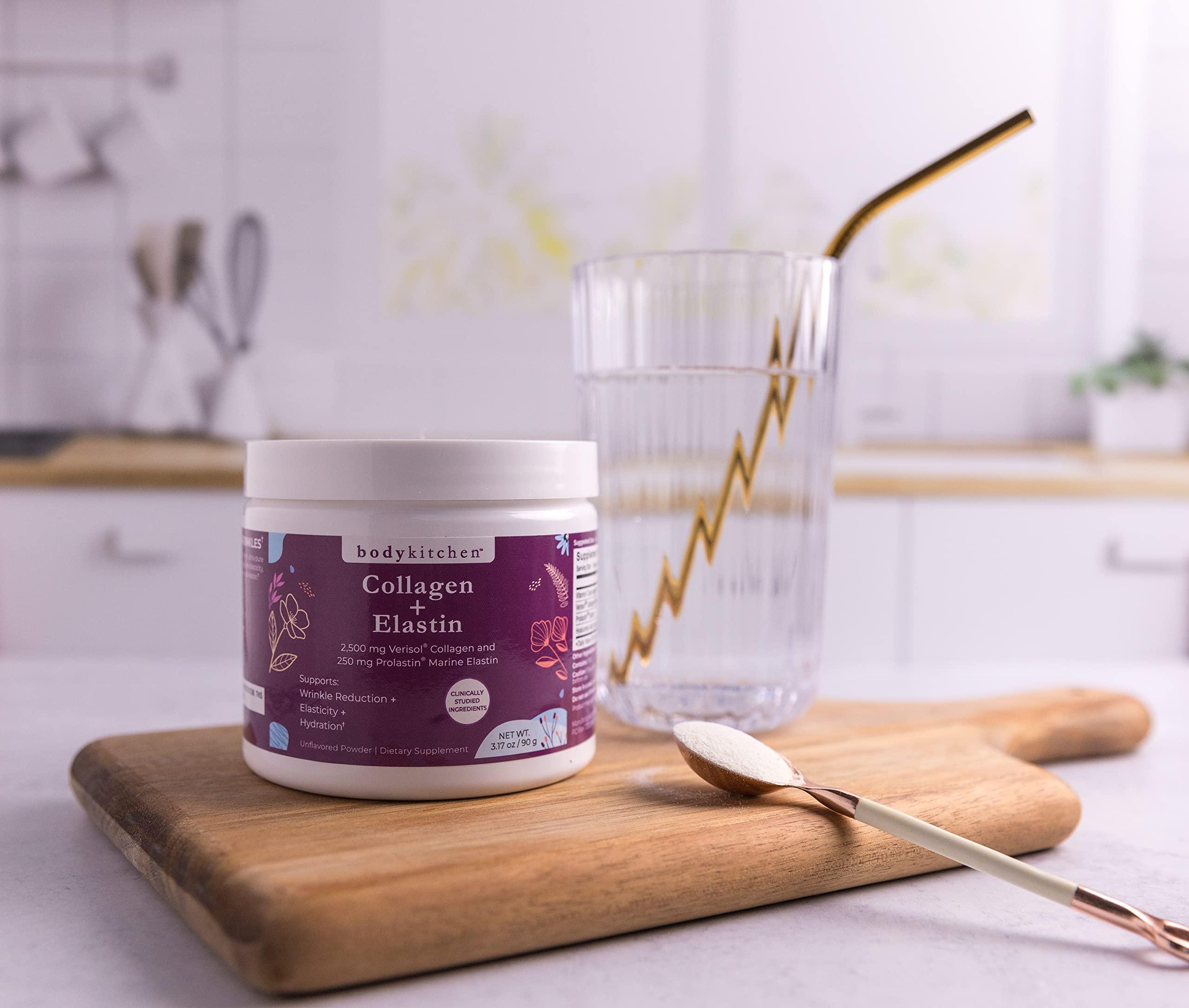 Body Kitchen Body Kitchen Collagen and 250 mg Elastin Supplement to Aid Signs of Aging, Support Skin Health & Elasticity, Fewer Wrinkles, Unflavored Powder, Tasteless, Odorless, Colorless, 30 Servings
