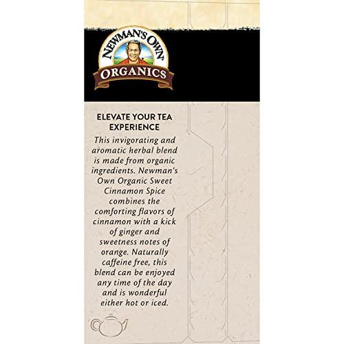 Newman's Own Newman's Own Organic Sweet Cinnamon Spice Herbal Tea with Rooibos Tea with Organic Ginger 20 Individually Wrapped Tea Bags Per Box (Pack of 2) USDA Certified and Kosher Cinnamon Tea Caffeine-Free