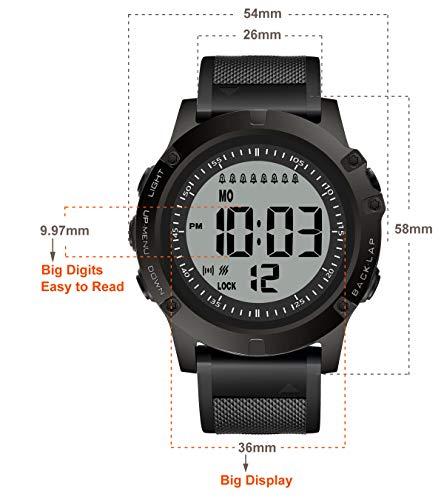 T TICCI TICCI Men 8 Vibrating Alarms Watch Medication Aids Vibra Pill Alert Reminder for Elderly Seniors Big Digits Waterproof (Black)