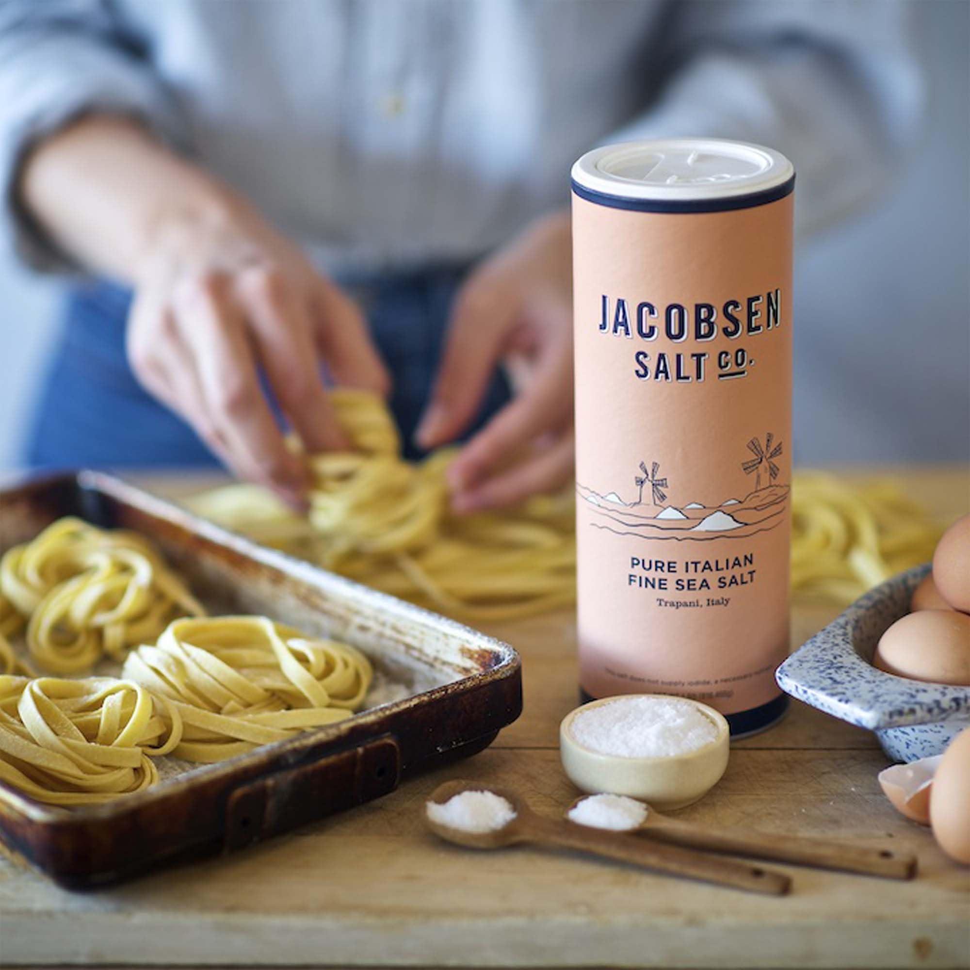 JACOBSEN SALT CO Jacobsen Salt Co. Pure Italian Fine Grain Sea Salt - Real Sea Salt for Cooking, Baking, or Pickling, Gourmet Seasoning, Harvested in Italy - 1.8 lb