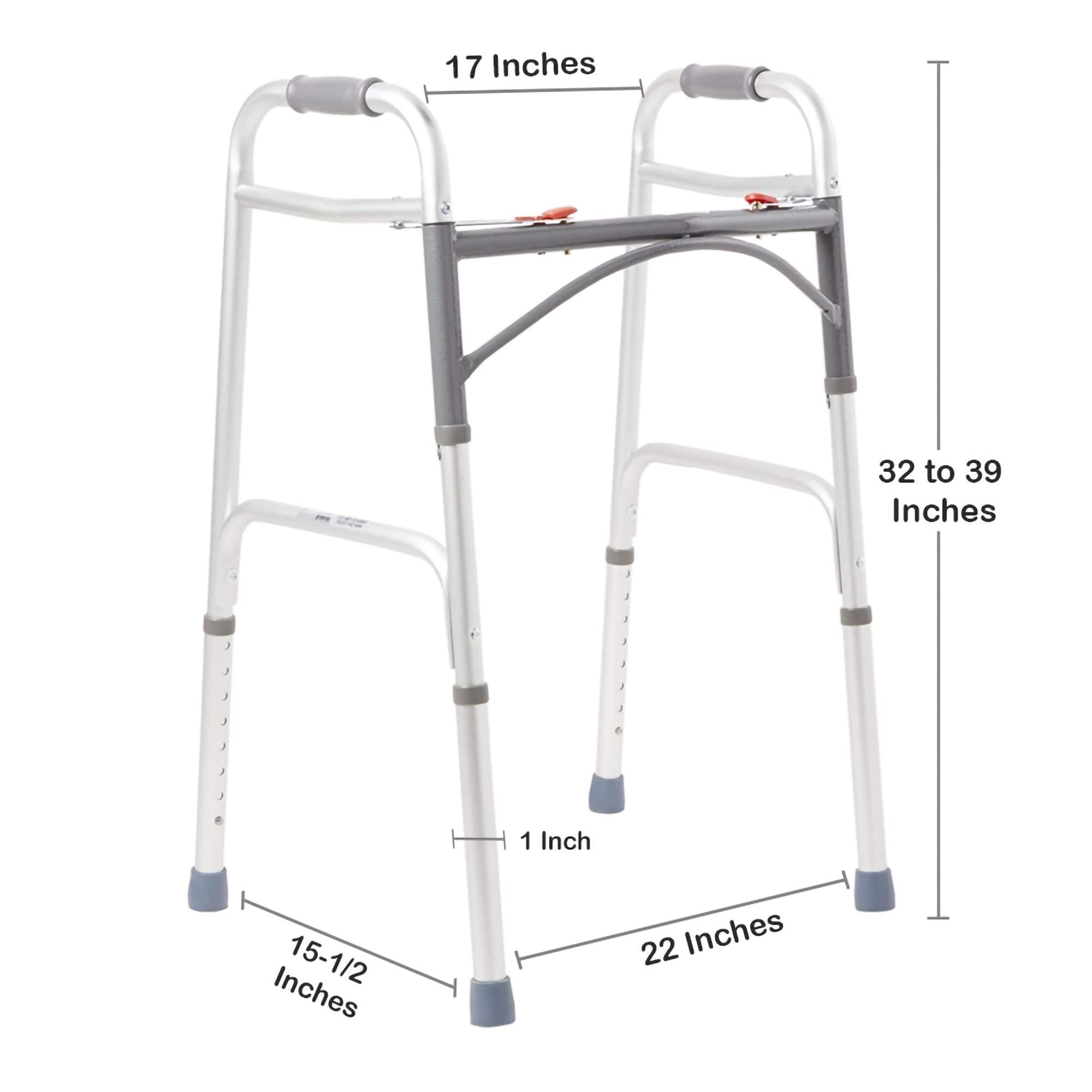 McKesson McKesson Folding Walkers, Aluminum, 32 in to 39 in, 350 lbs Weight Capacity