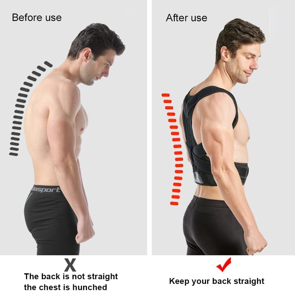 SJHY Posture Corrector Back Support Brace Adjustable Back Support for Men Women Back Brace Provide Pain Relief for Neck Back Shoulders Posture Brace Back Posture (Color : Black, Size : Large)