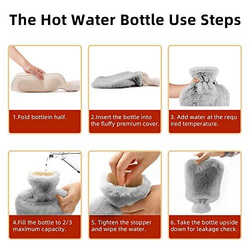 Fythao Hot Water Bottle with Soft Cover (2 Liter) Classic Rubber Hot Water Bag for Cramps, Neck, Shoulders Pain Relief, Hot Cold Pack for Hot and Cold Therapy and Feet Warmer, Great Gift for Women and Girls